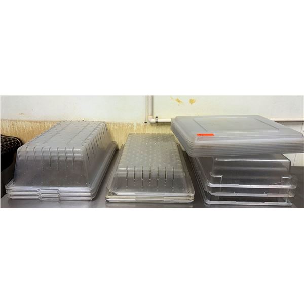 Multiple Rectangular Plastic Food Storage Bins w/ Some Lids