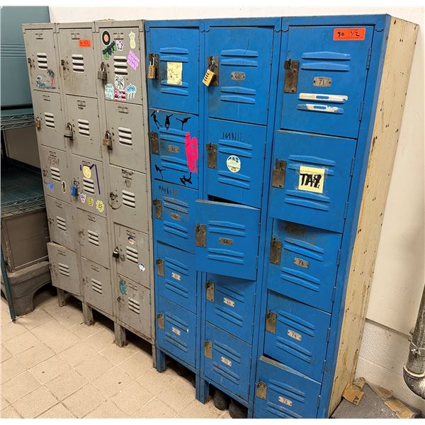 Qty 2 Republic Metal 15-Compartment Locker Units 36" x 12" x 66"H (each)