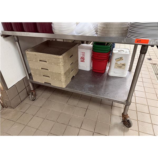 Metal Work Table on Wheels w/ Undershelf 59" x 36" x 39"H (contents not included)