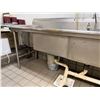 Image 12 : Metal 3-Basin Sink w/ Drainboards, Faucet 182"L x 28"W (contents not included)
