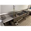 Image 2 : Metal 3-Basin Sink w/ Drainboards, Faucet 182"L x 28"W (contents not included)