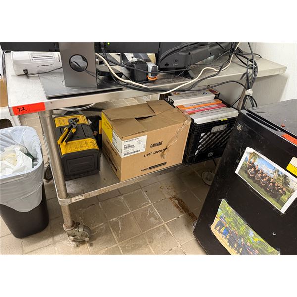 Advance Tabco Metal Work Table on Wheels w/ Undershelf 48" x 29" x 36"H (contents not included)