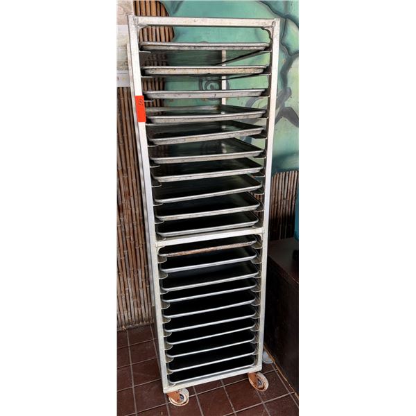 Metal Mobile Pan Cooling Rack w/ Some Pans 20" x 26"