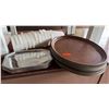 Image 1 : Multiple Round & Metal Trays w/ White Plastic Measuring Buckets
