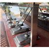 Image 1 : Qty 2 Mobile Buffet or Condiment Bar Sections w/ Clear Sneeze Guard & Some Pans (contents not includ