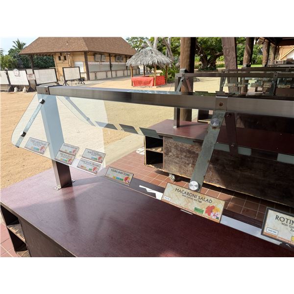 Mobile Buffet or Condiment Bar Section w/ Clear Sneeze Guard & Some Pans 108" x 30"
