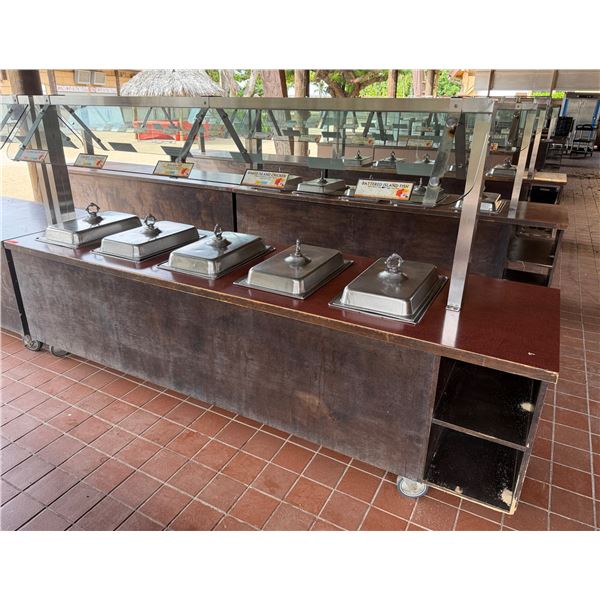 Mobile Buffet or Condiment Bar Section w/ Clear Sneeze Guard & Some Pans