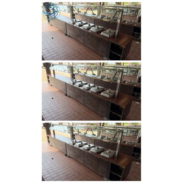 Qty 6  Mobile Buffet or Condiment Bar Sections w/ Clear Sneeze Guard