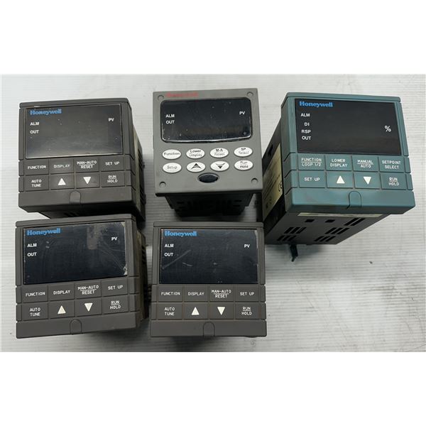 Lot of (5) Misc. Honeywell Temperature Controllers