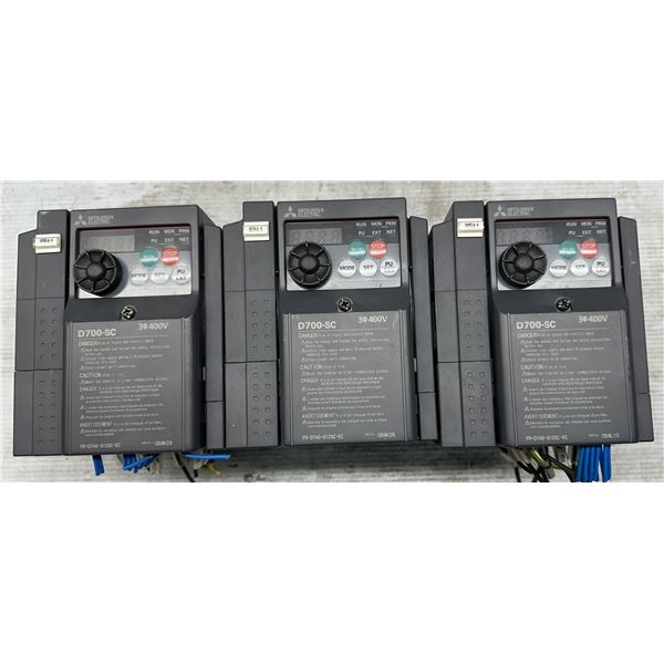 (3) Mitsubishi #FR-D740-012SC-EC Inverters
