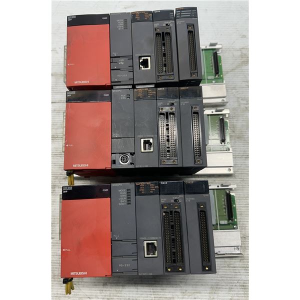 (3) Mitsubishi #Q35B Base Units w/Power Supply & Modules
