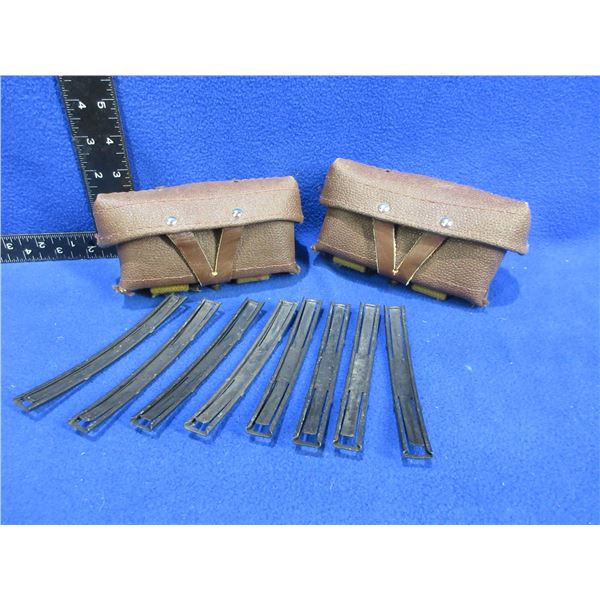 2 Russian SKS Ammo Pouches with 8 Stripper Clips - Unused Military Surplus