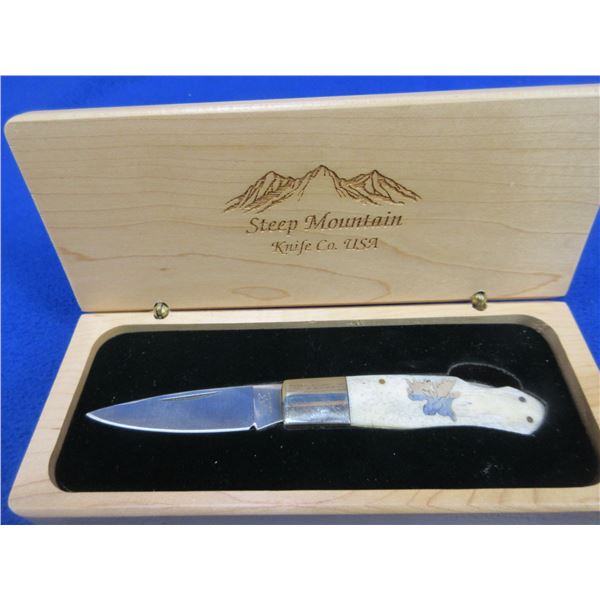 Frost Cutlery Folding Lock Blade Knife with Wood Display Case