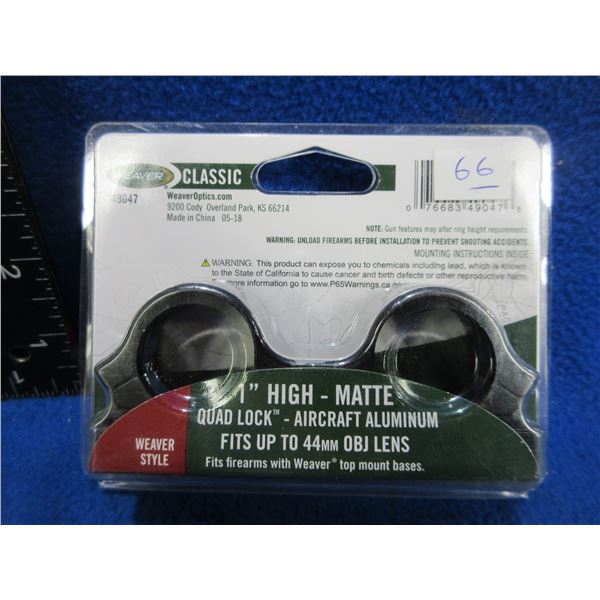 NEW - Weaver 1" High Matte Quad Lock Aluminum Rings # 49047