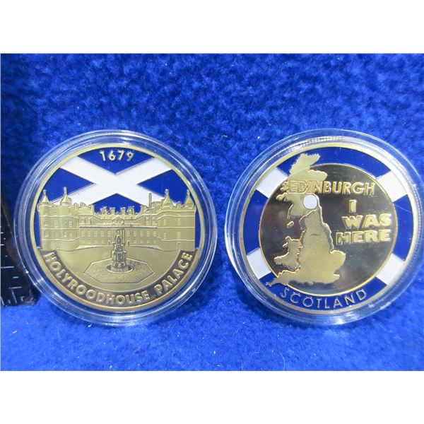 2 Edinburgh, Scotland "I Was Here" Souvenir Coins