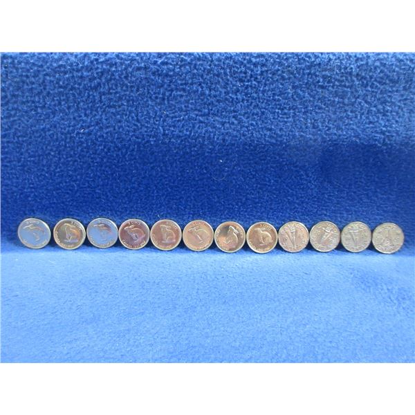 12 Canadian Nickels - 4 Victory Nickels (1944, 45) & 8 Confederation Nickels