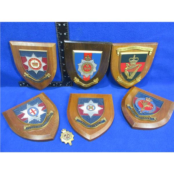 6 Military Wall Plaques and a Canadian Guards Cap Badge