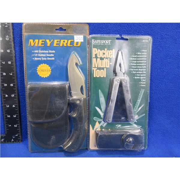 Meyerco Blackie Collins Gut Hook Knife & Safesport Multi-Tool Pliers