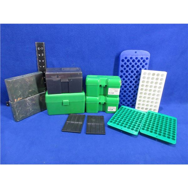 Lot of 6 Misc. Empty Ammo Boxes and 4 Reloading Trays