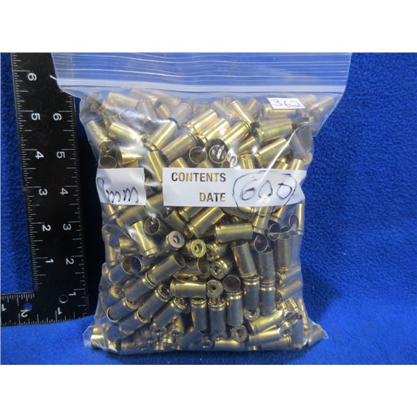 Brass Only - 9MM Luger Deprimed - Bag of Approx. 600 - Appear Cleaned