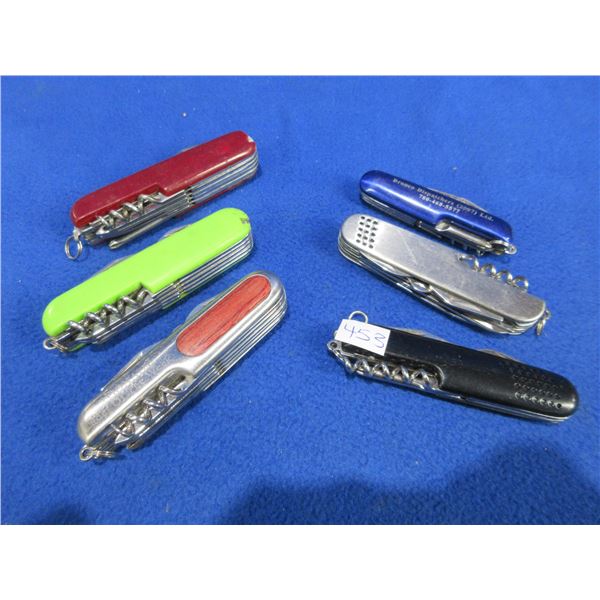 6 Swiss Style Folding Pocket Knives