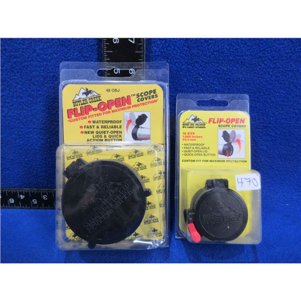 NEW - 2 Butler Creek Flip-Open Lens Covers - Sizes 16 Eye and 48 OBJ