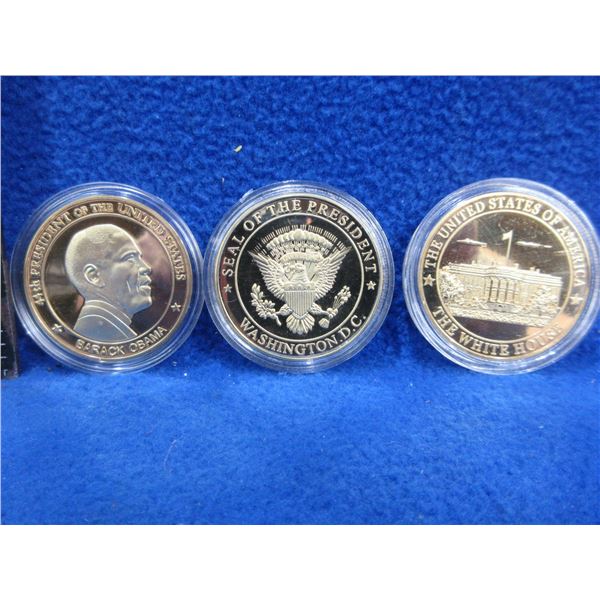 3 USA Presidential Challenge Coins - Air Force One, Barack Obama, Seal of the President