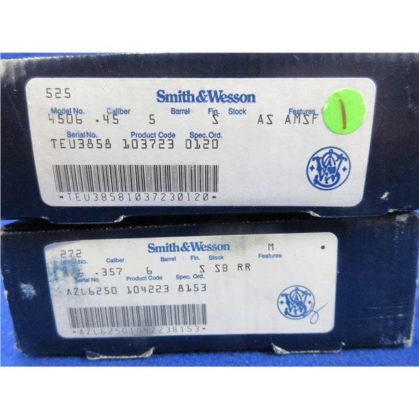 2 Smith & Wesson Empty Revolver Boxes - .357 and .45 Cal.