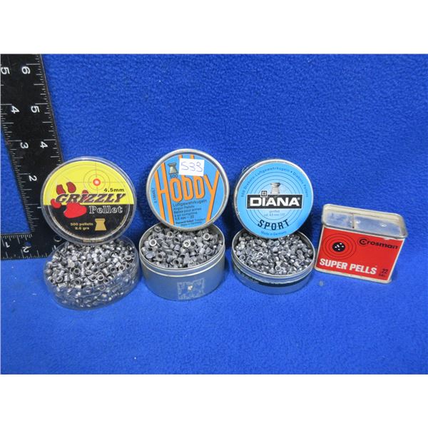 2 Tins of .177 Cal. and 2 Tins of .22 Cal. Pellets - All appear almost full