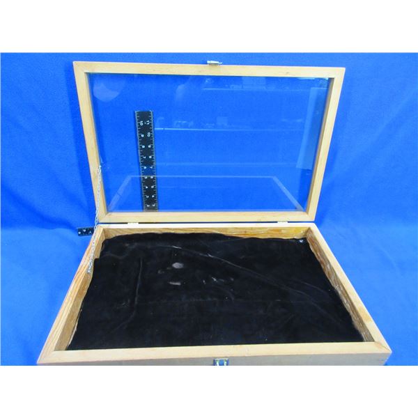 Wood and Glass Display Case - 21 1/4" x 14" x 2 1/2"