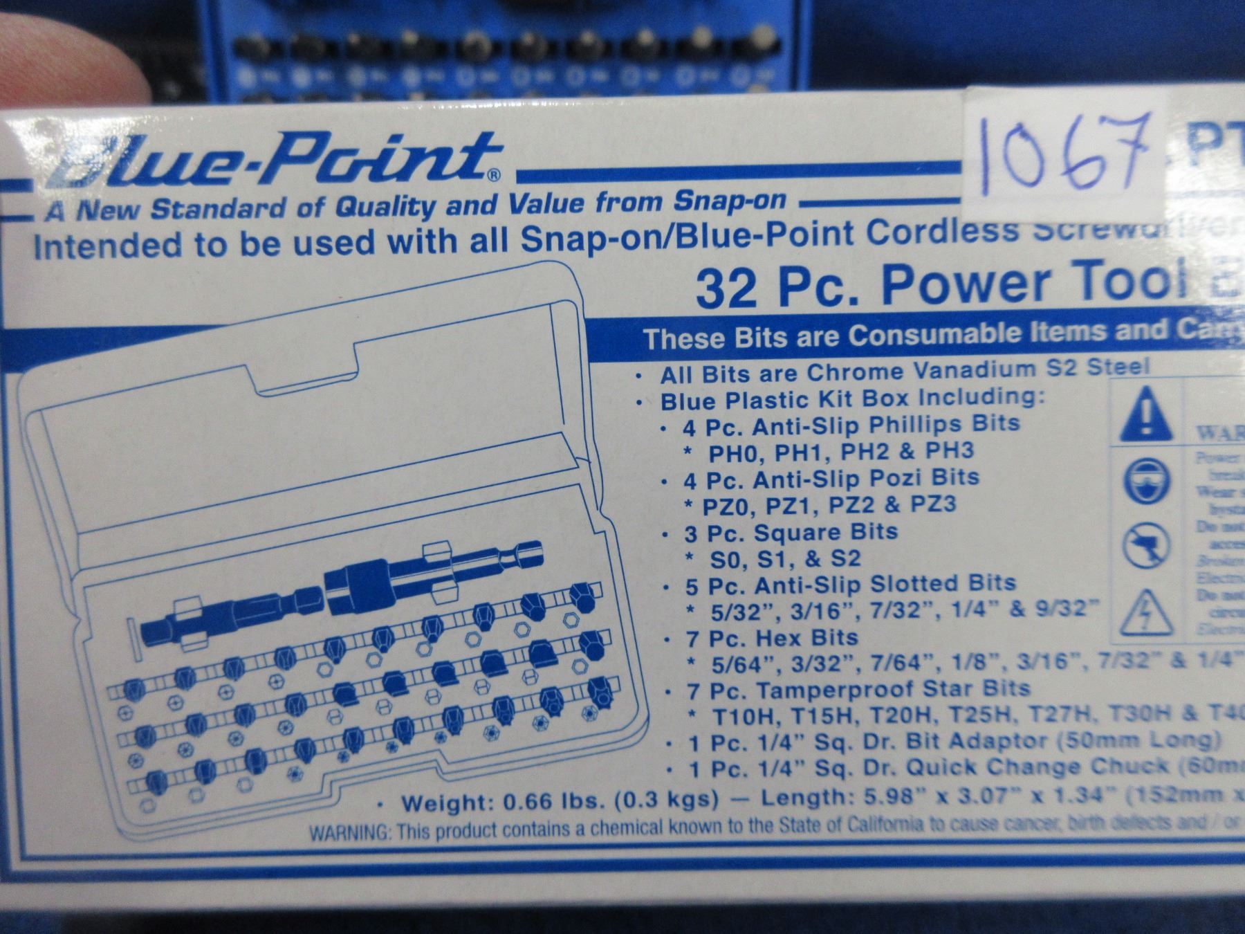 Blue Point 6 Inch Bit Set Blue-Point 32 Piece Power Tool Bit Kit - Manufactured for Snap-On Tools