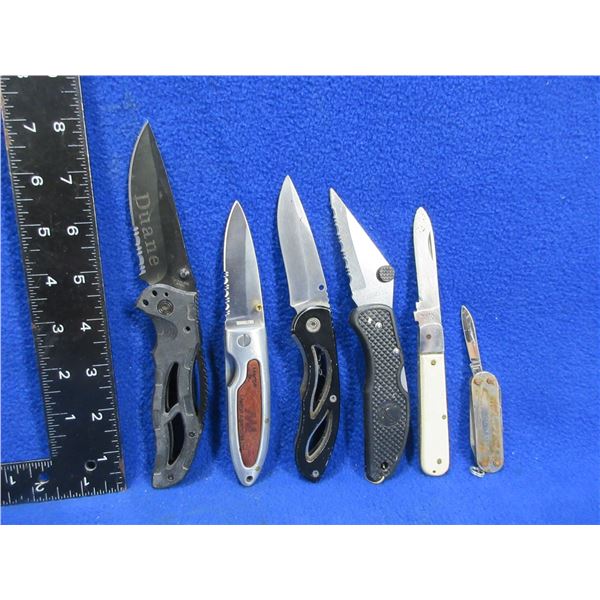 6 Folding Knives - 4 are Lock Blade Clip Knives