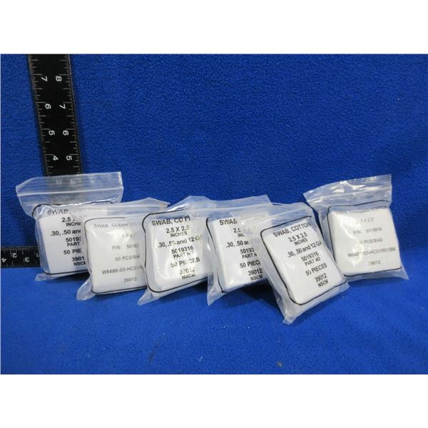 NEW - Cotton Swabs - 2.5" x 2.5" - 6 Packs of 50