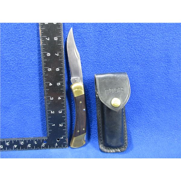 Buck 110 Folding Lock Blade Knife with Leather Sheath