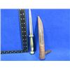 Image 1 : Brass Handle Dagger with Incorrect Leather Sheath - 6 1/4" Blade