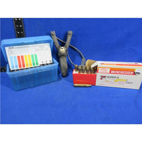 Lot of Misc. - Slingshot, 270 Win. Brass x 10, New MTM H-50 Ammo Box