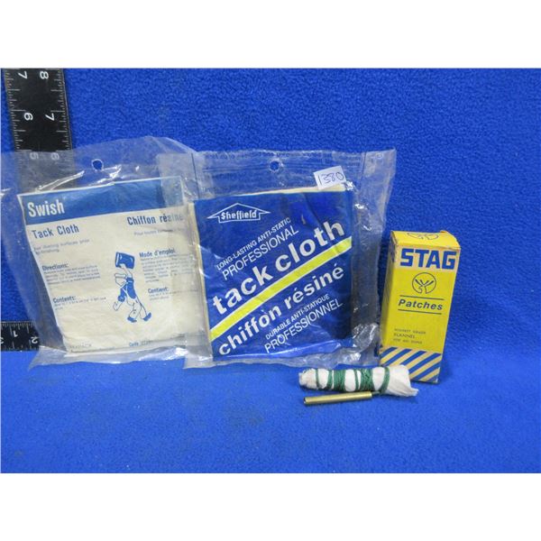 Lot of Vintage Misc. - Tack Cloth x 2, Stag Patches, Pull Thru