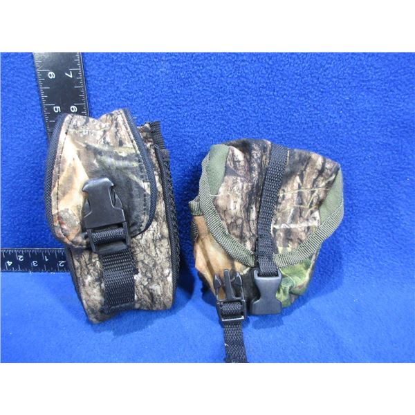 2 Small Camo Pouches - 1 Has a Belt Clip, Both Have Belt Loops