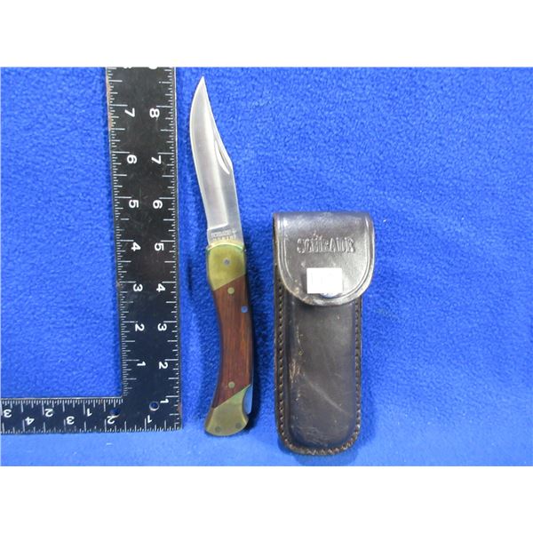 Schrade USA LB7 Folding Lock Blade Knife with Sheath - 3 1/2" Blade