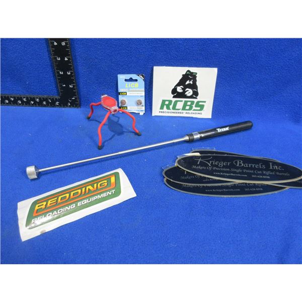 Lot of Misc. - Titan Extendable Magnet, Nite Ize Flashlight, LR 44 Batteries, Stickers