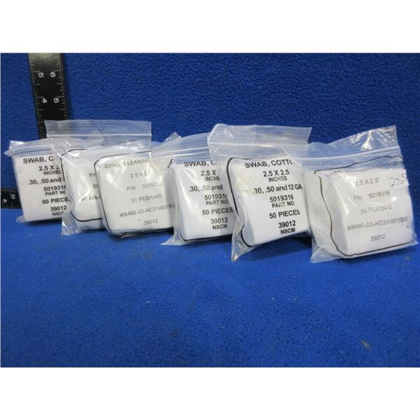 NEW - Cotton Swabs - 2.5" x 2.5" - 6 Packs of 50