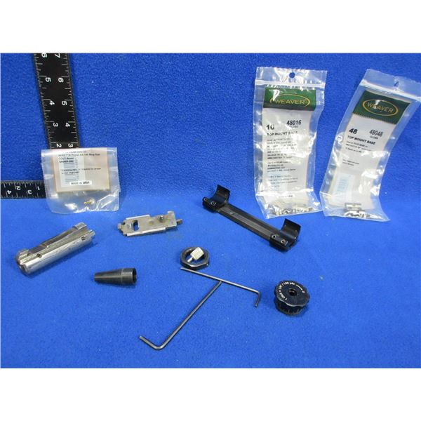 Lot of Misc. Gun Parts - Bolt & Slide (Appear to be Stevens), Bases, Turret Cap, Etc,
