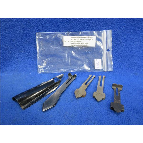 4 Rear Sights and a Barrel Shroud - Winchester, Remington & 2 Marlin