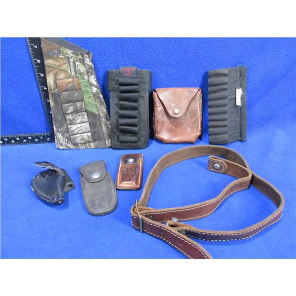 Lot of Misc. Ammo Pouches, Sheaths and a WW Arcade Leather Sling
