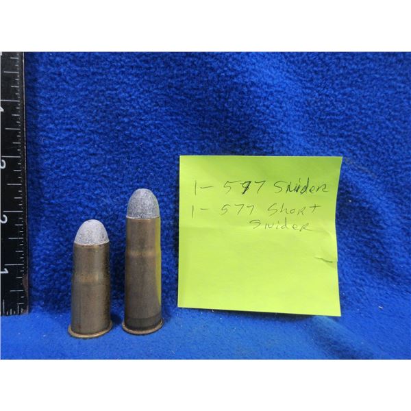 Collector Ammo - 2 - 577 Snider Cartridges (Pick Up or Ship by UPS Only)