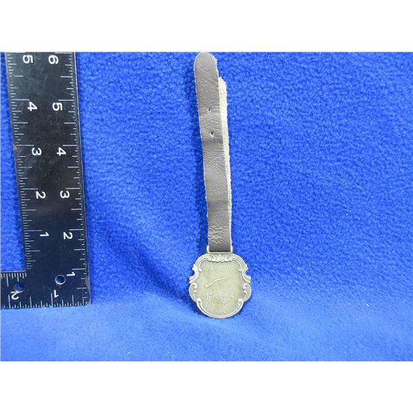 Winchester Repeating Arms Pocket Watch Fob with Leather Strap - Marked WF-10