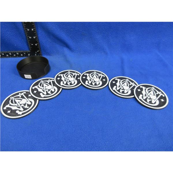 6 Plastic Smith & Wesson Coasters in Holder