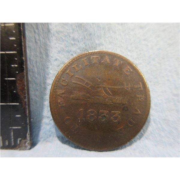 1833 Upper Canada Half Penny Emergency Coinage Merchant Token - Copper