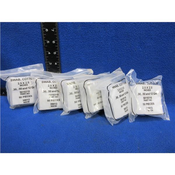 NEW - Cotton Swabs - 2.5" x 2.5" - 6 Packs of 50