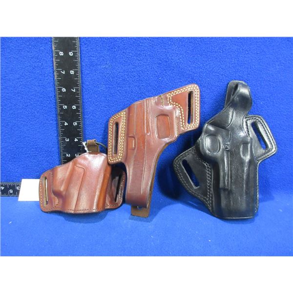 3 Leather Holsters - Galco SIL230 & C719 WCD, Bianchi 105 Size 13/15